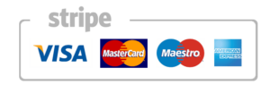 Logos Visa, MasterCard, Maestro y American Express para pagar en tienda de piezas de coches tuning