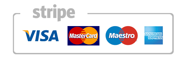 Logos Visa, MasterCard, Maestro y American Express para pagar en tienda de piezas de coches tuning