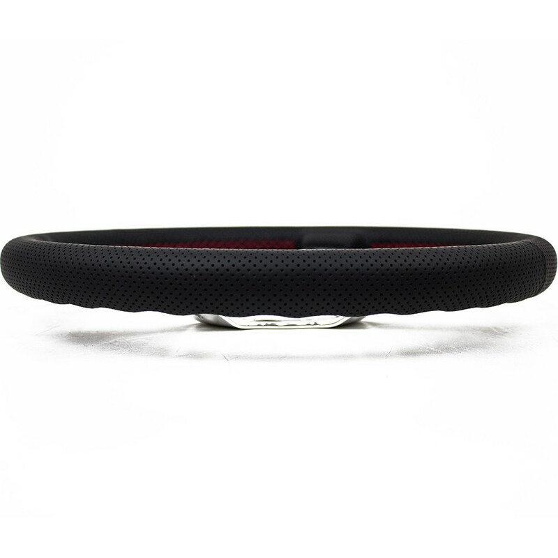 Volante Nardi Deep Corn, cuero perforado negro, radios cromados, costuras rojas 3 Volante Nardi Deep Corn, cuero perforado negro, radios cromados, costuras rojas - Imagen 3